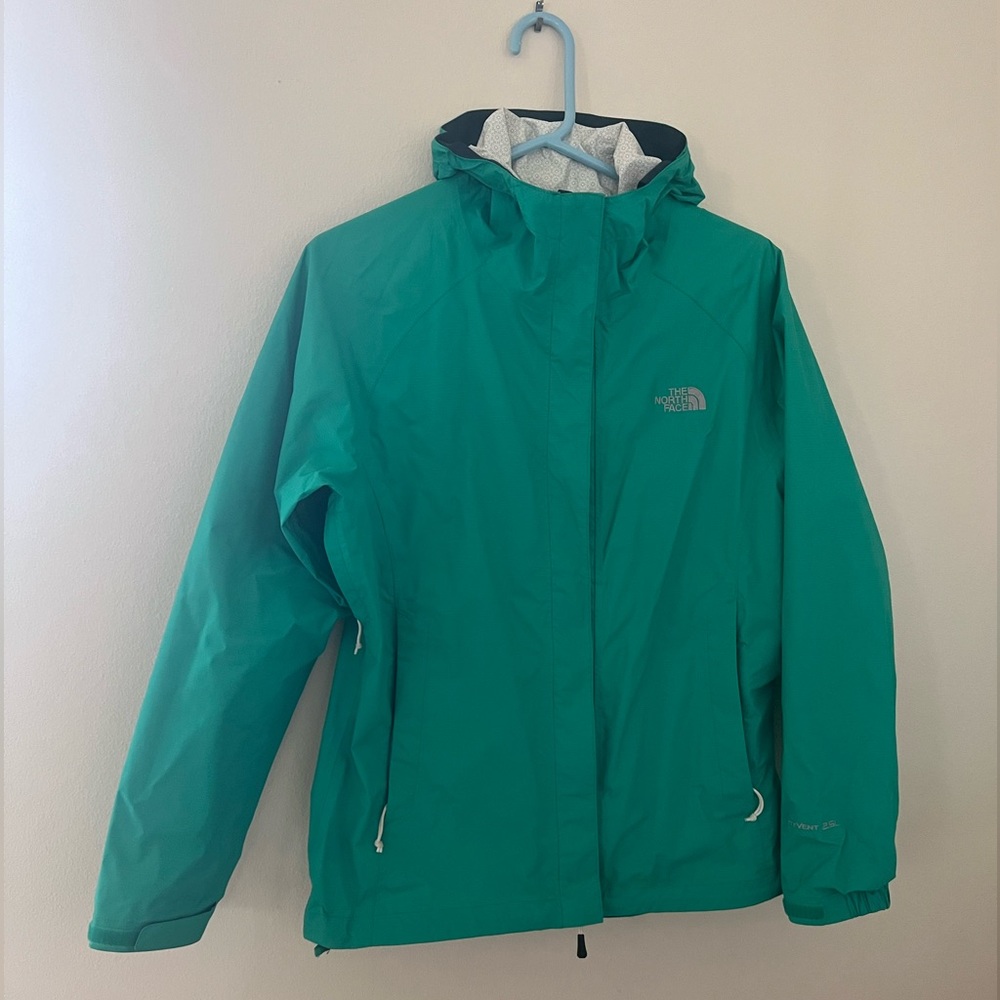 Teal Blue The North Face Rain Jacket, Size Small